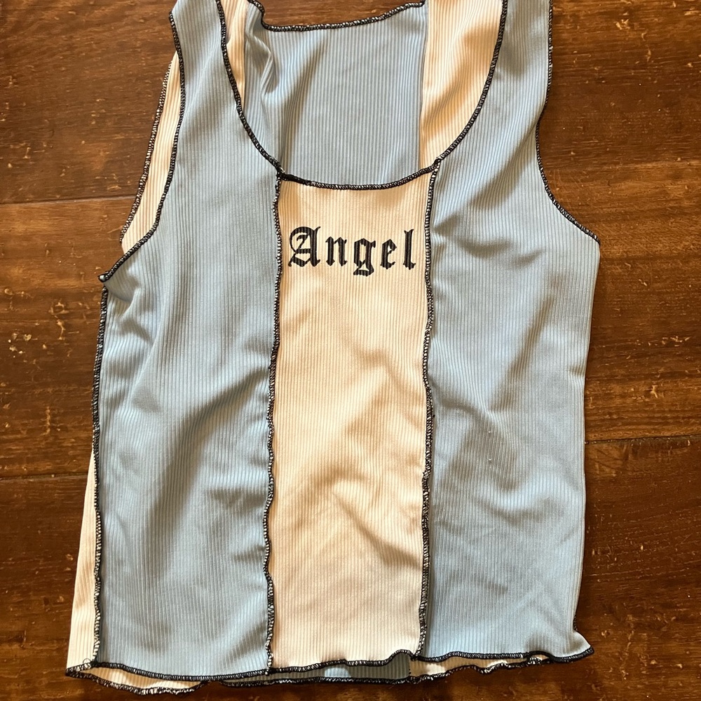 Angel Striped Blue and White Tank Top